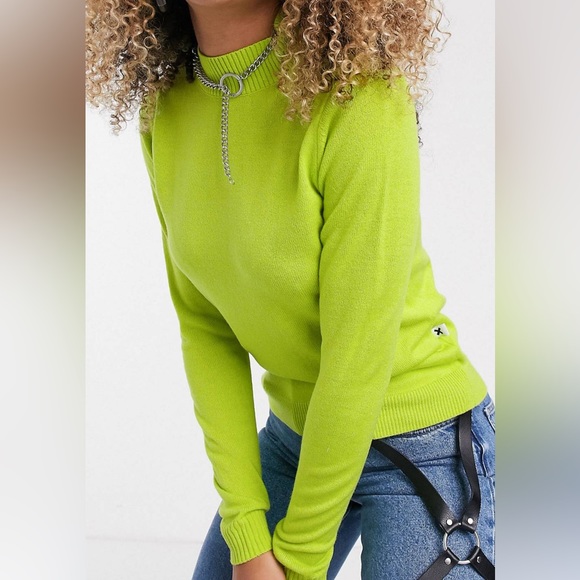 ASOS Tops Asos Lime Green Knit Turtleneck Poshmark